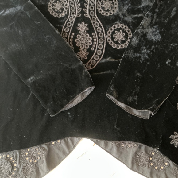 Johnny Was Black Velvet embroidered draped jacket Kimono Small - Picture 12 of 14